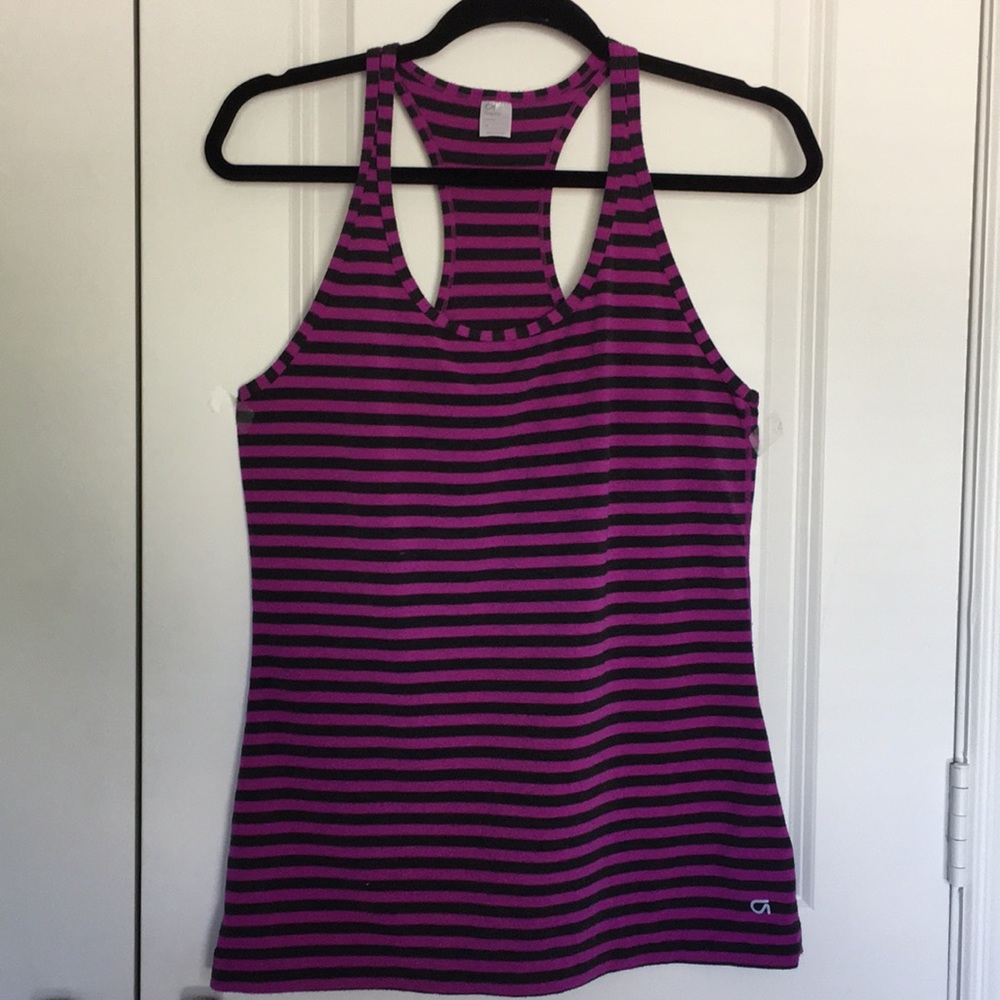Gap Ladies Tank Top M Purple/Black Stripes